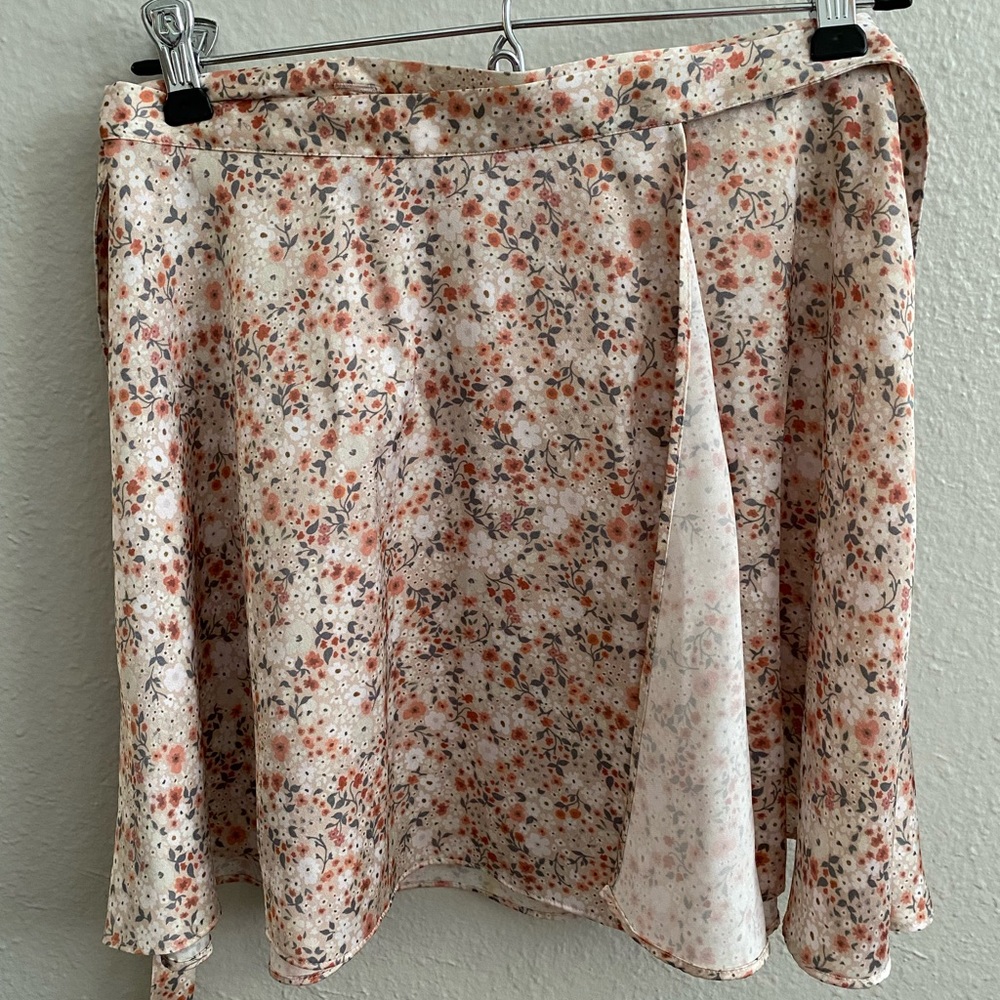 Aritzia wrap floral mini skirt
